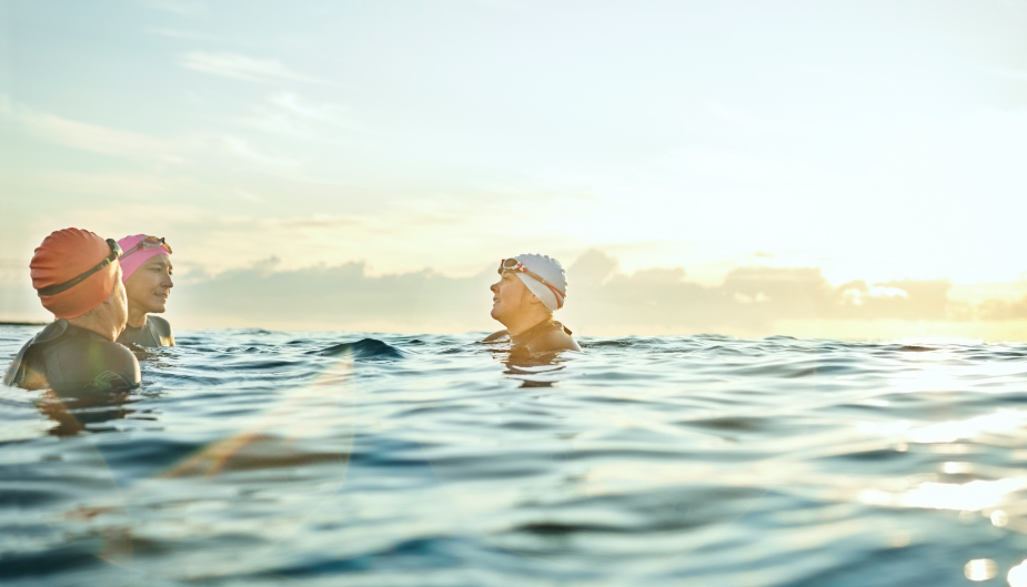 Swimming in open sea during travel