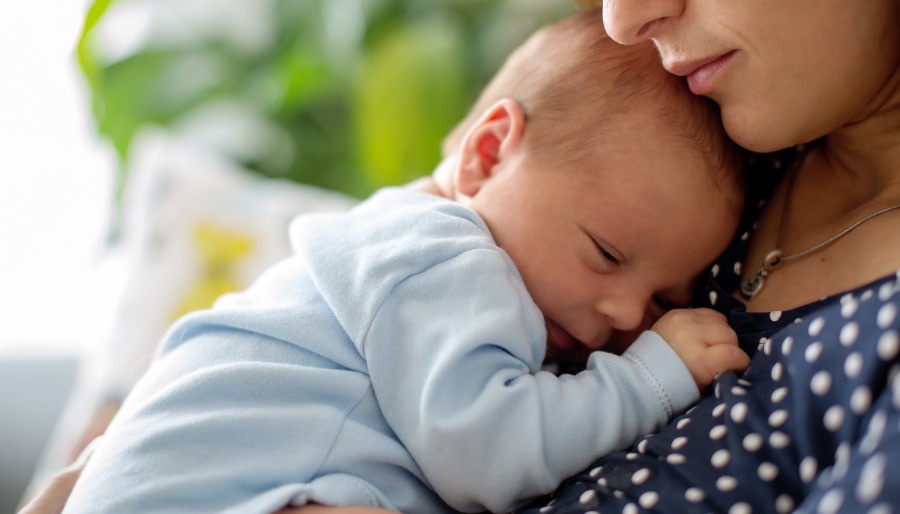 Mother with infant colic