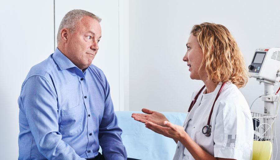 Patient and a doctor talking about probiotics