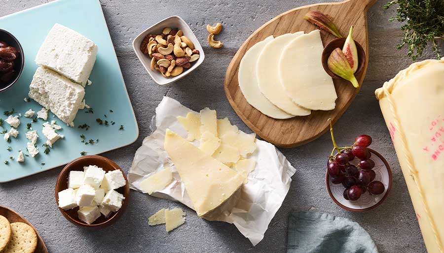 Cheese on plates